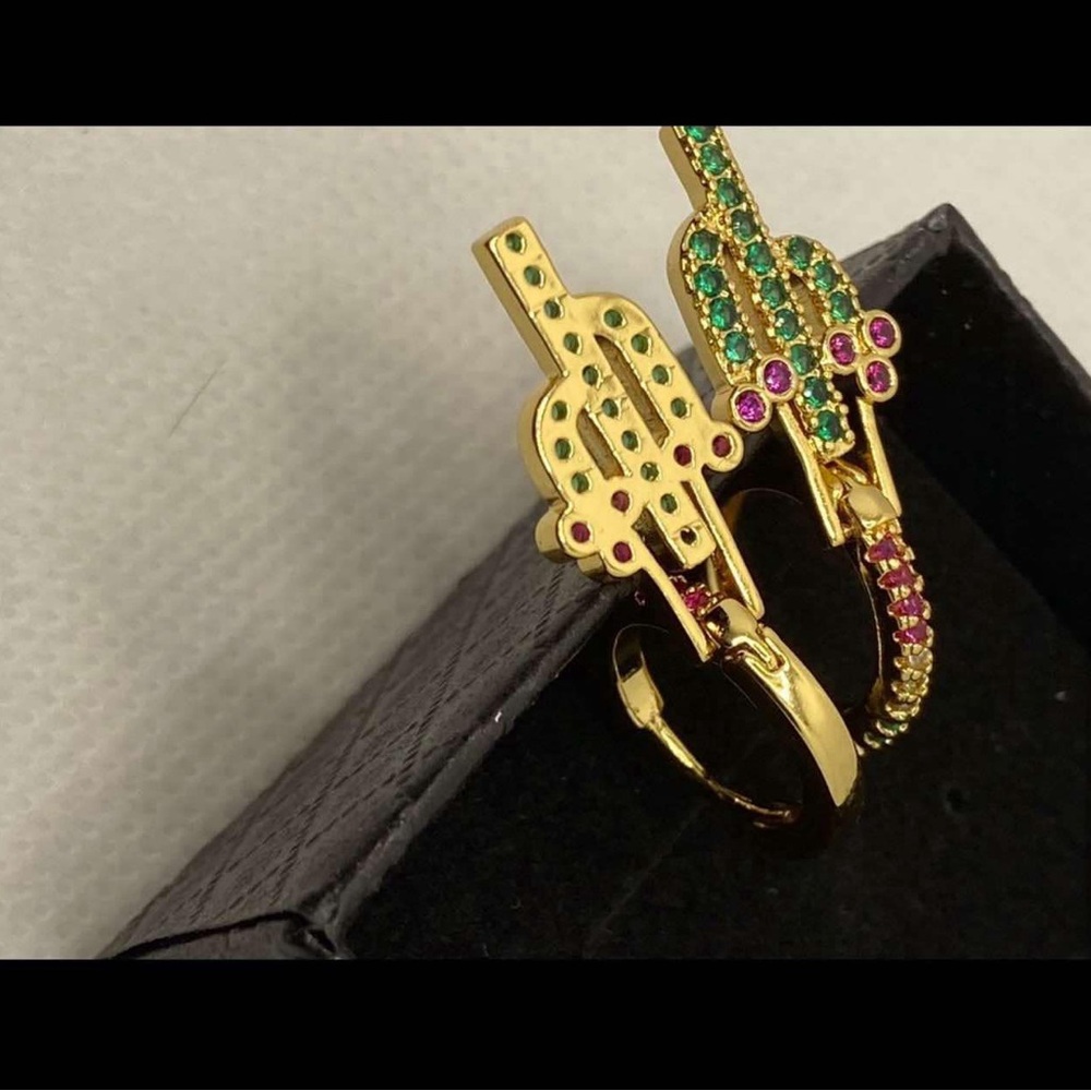 Parrot Rhinestone Tassel Earrings - Picture 2 of 7